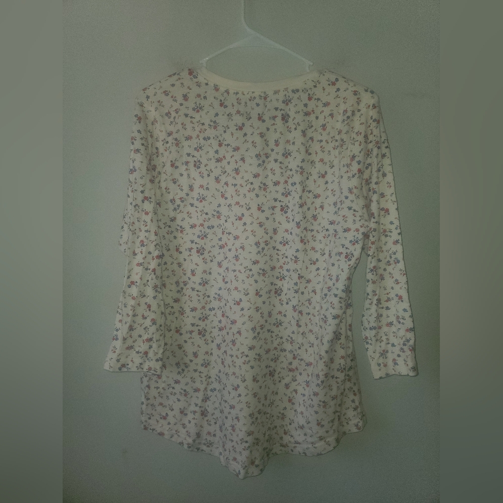 Chaps Cream Floral Button-Front Top - Picture 2 of 3
